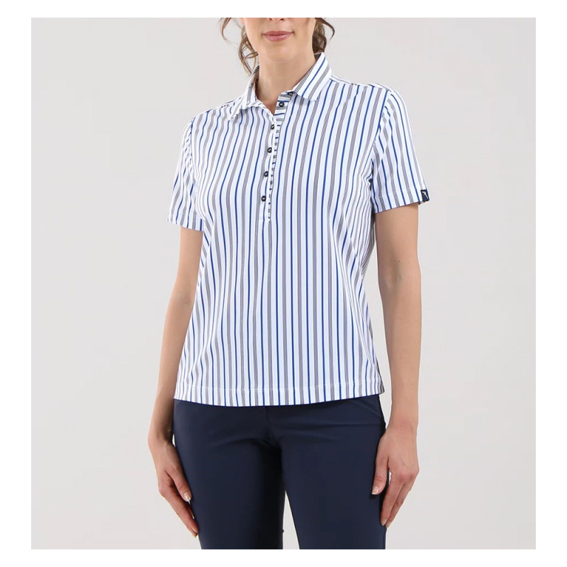 Chervo Women's ALFIE Dry-Matic Striped Polo - WHITE / BLUE