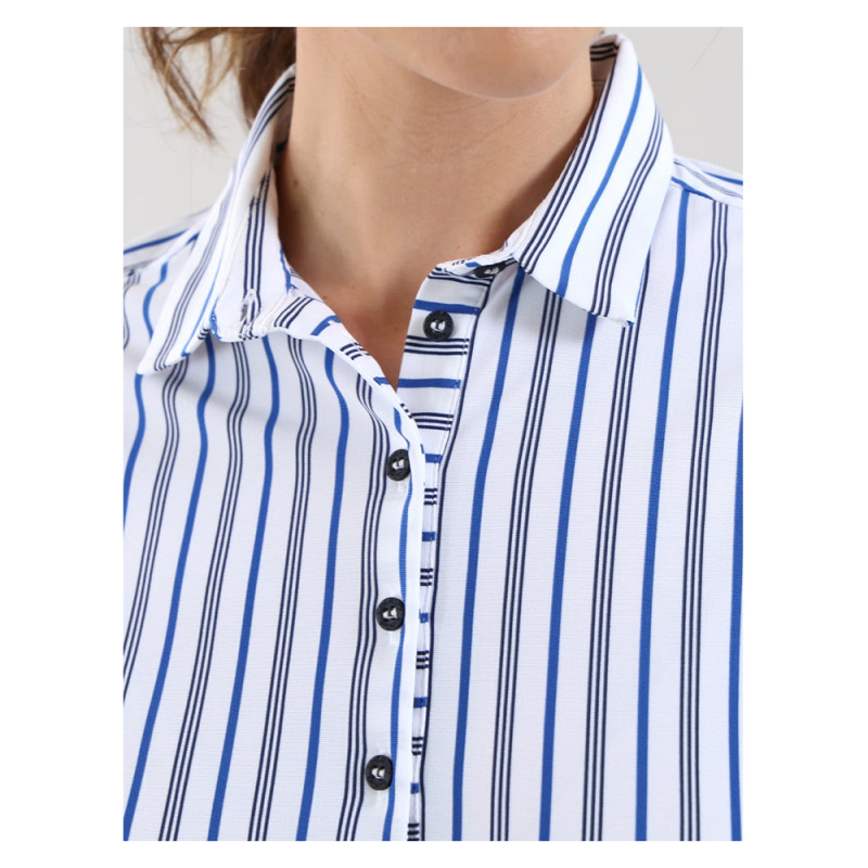 Chervo Women's ALFIE Dry-Matic Striped Polo - WHITE / BLUE