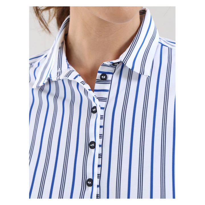 Chervo Women's ALFIE Dry-Matic Striped Polo - WHITE / BLUE