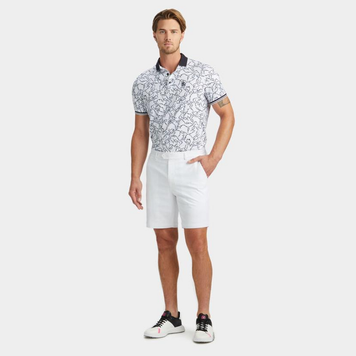 G/FORE MEN'S STAR DUST TECH JERSEY MODERN SPREAD COLLAR BANDED SLEEVE POLO - SNOW