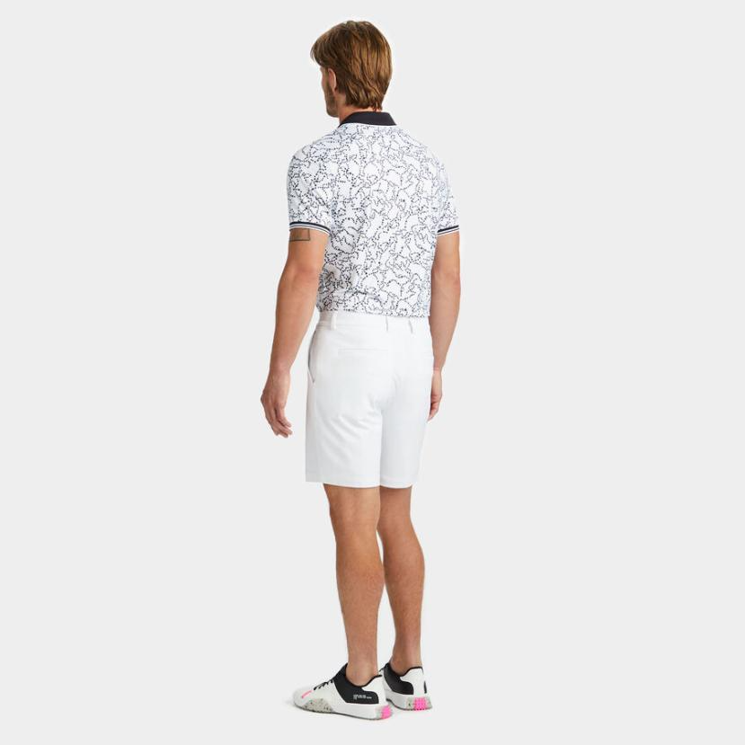 G/FORE MEN'S STAR DUST TECH JERSEY MODERN SPREAD COLLAR BANDED SLEEVE POLO - SNOW