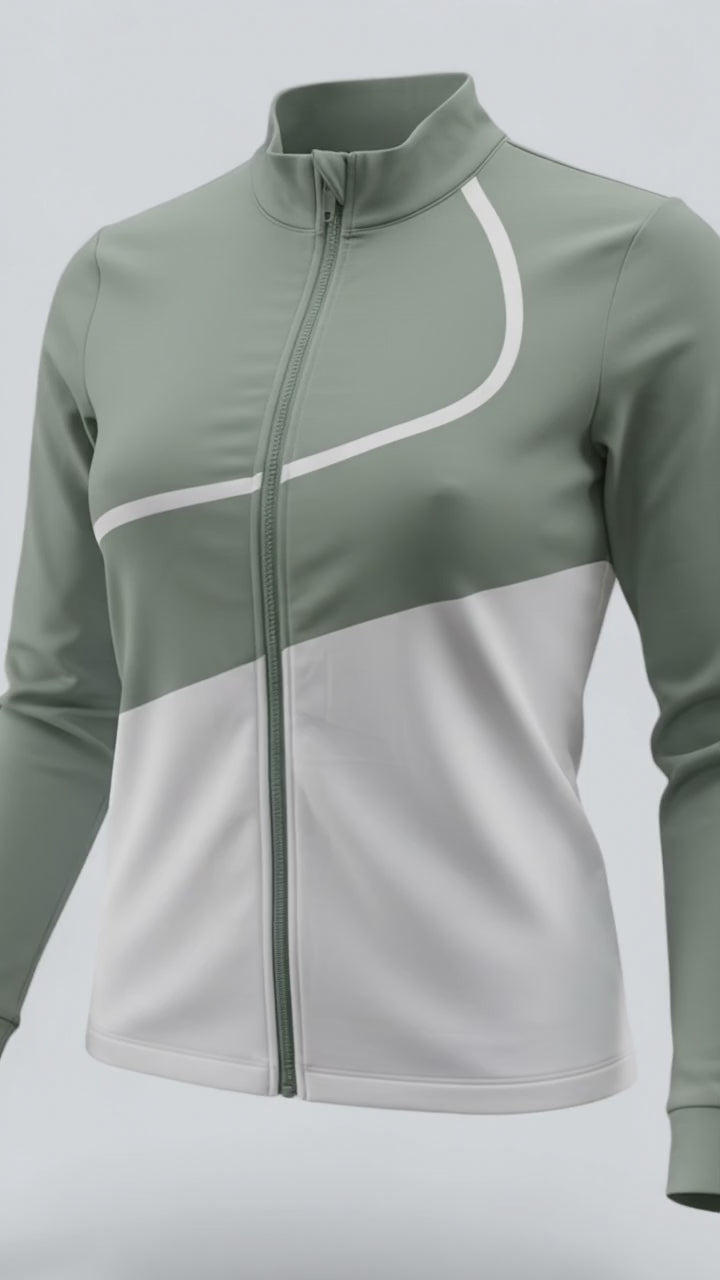 Cross Sportswear Womens Wave Full Zip Mid Layer Jacket - JADE /WHITE