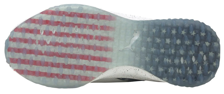 Puma Men's FUSION EVO Stars & Stripes Spikeless Golf Shoes (Limited Edition) - WHITE / NAVY / RED