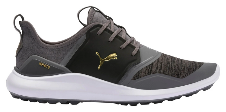 Puma Men's Ignite NXT Team Gold Lace Golf Shoes - Quiet Shade/Team Gold/Black