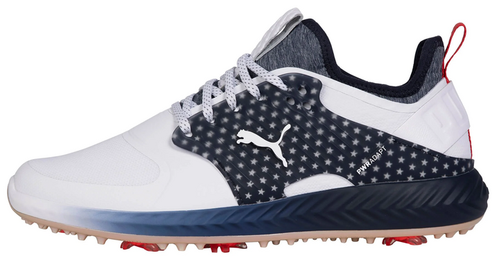 Puma Men's TOUR LTD EDITION- IGINITE PWRAdapt Caged TEAM USA Golf Shoes - PUMA WHITE / NAVY BLAZER