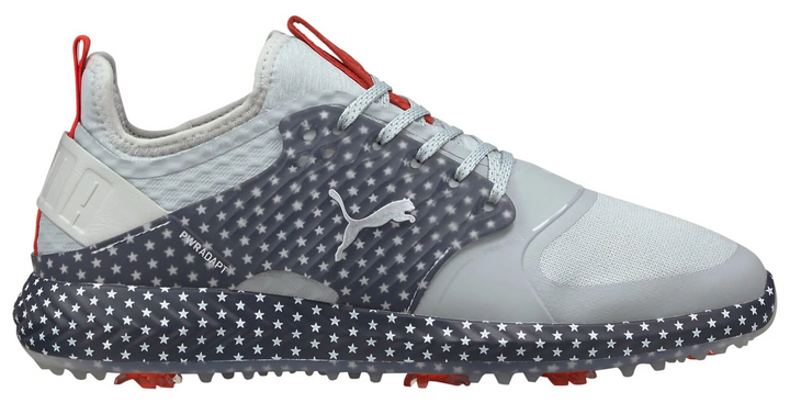 Puma Men's TOUR LTD EDITION- IGINITE PWRAdapt Caged USA TOUR Golf Shoes - HIGH RISE / NAVY BLAZER / HIGH RISK RED