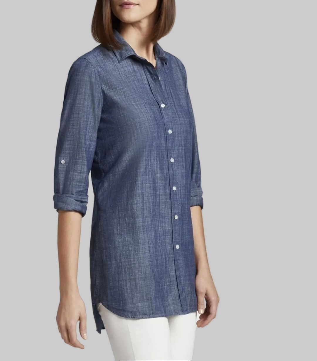 Peter Millar Women's Chambray Cotton Sport Shirt - DENIM BLUE