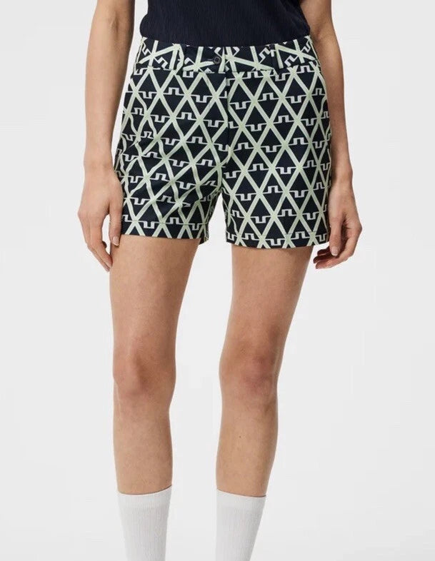 J.Lindeberg Womens Francesca Print Short Tights - Geo JL Navy