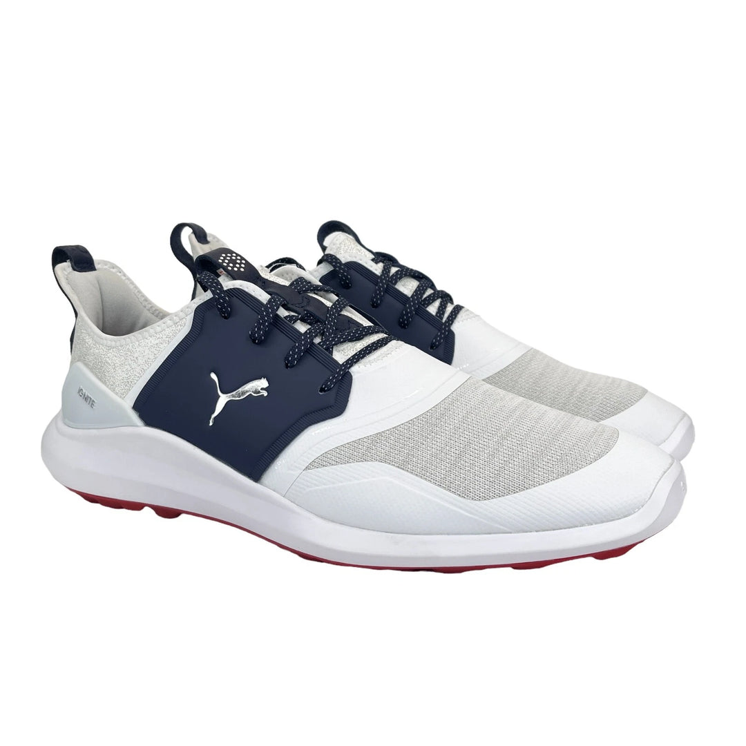 Puma Men's TOUR Ignite NXT Lace Golf Shoes - WHITE / SILVER / PEACOAT