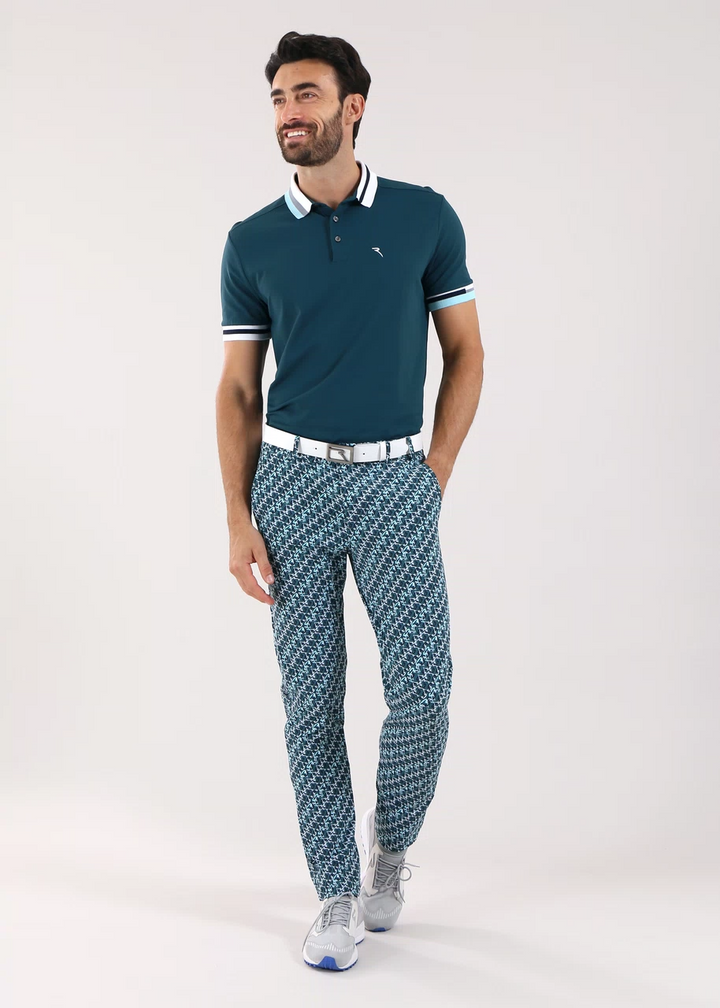 Chervò Men's SERENO 4-Way Stretch Print Pant - GREEN / SCRIBBLE