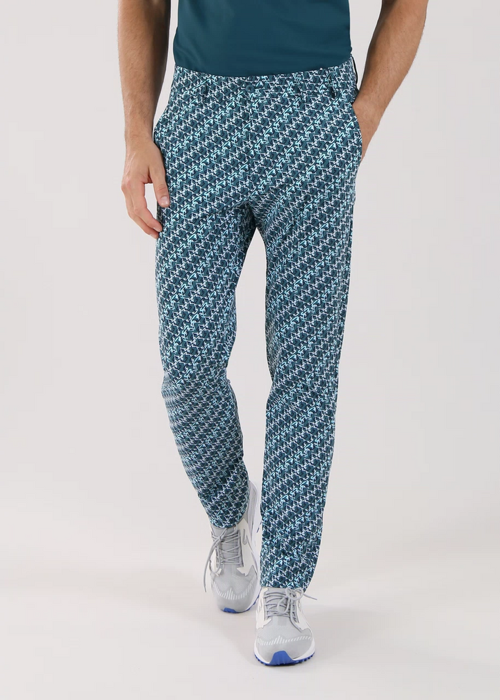Chervò Men's SERENO 4-Way Stretch Print Pant - GREEN / SCRIBBLE
