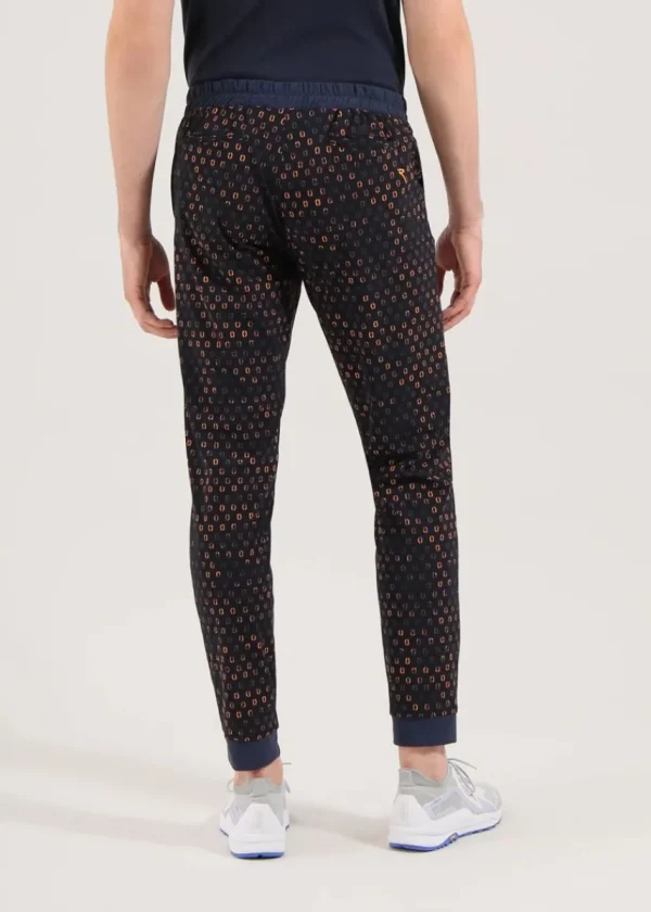 Chervò Men's SEBASTIAN 4-Way Stretch Print Active Joggers - DARK NAVY / ORANGE