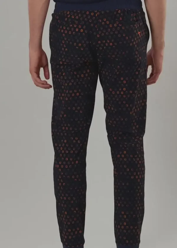 Chervò Men's SEBASTIAN 4-Way Stretch Print Active Joggers - DARK NAVY / ORANGE