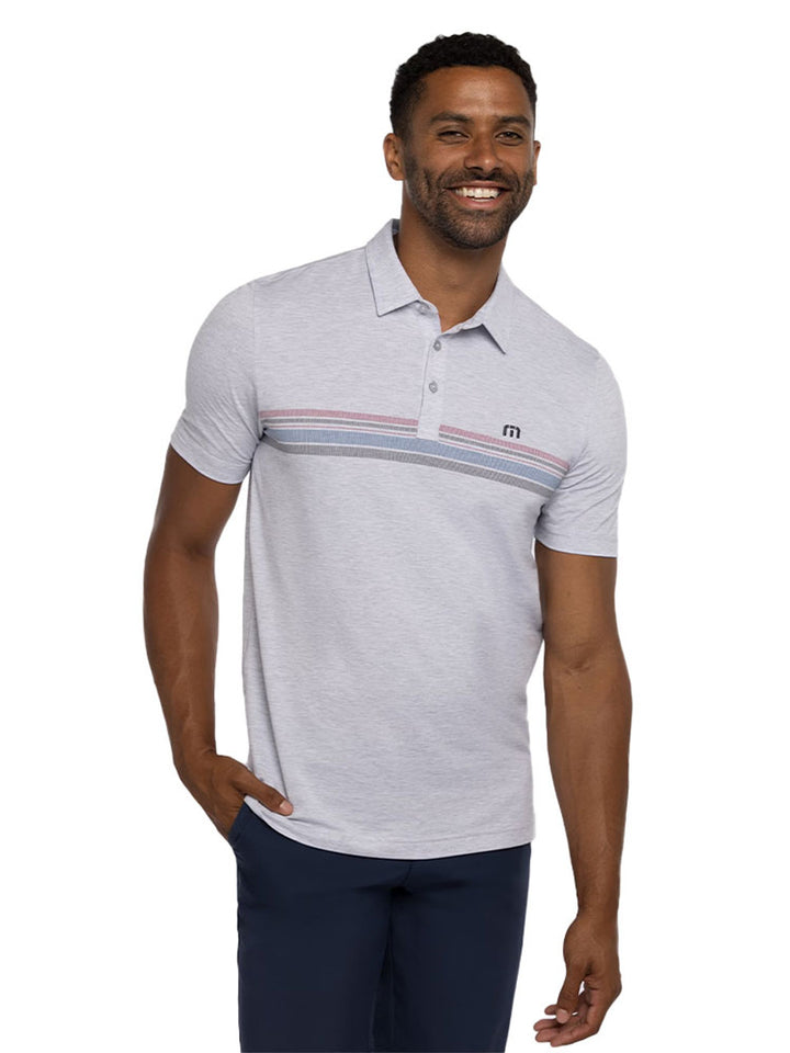 TRAVIS MATHEW MENS LEAVE OF ABSENCE POLO - HEATHER LIGHT GREY