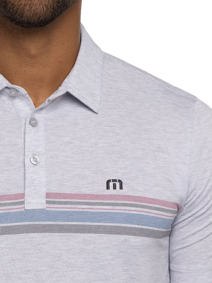 TRAVIS MATHEW MENS LEAVE OF ABSENCE POLO - HEATHER LIGHT GREY