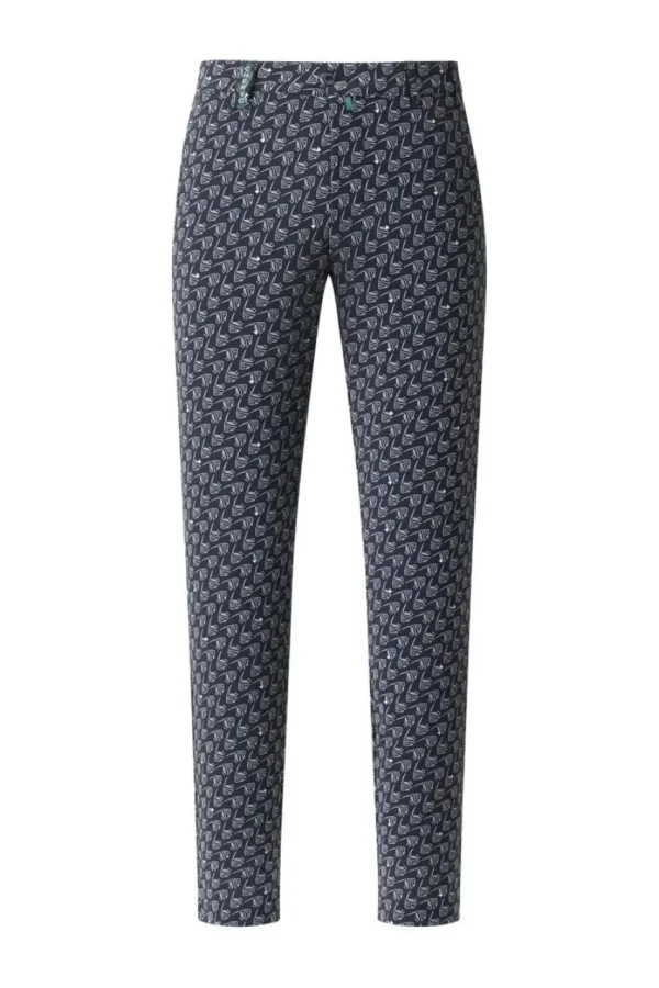Chervò Men's SURREALE 4-Way Stretch Fish Print Golf Pant - NAVY / WHITE