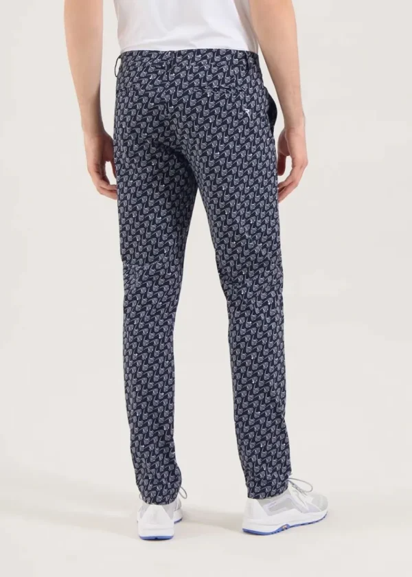 Chervò Men's SURREALE 4-Way Stretch Fish Print Golf Pant - NAVY / WHITE