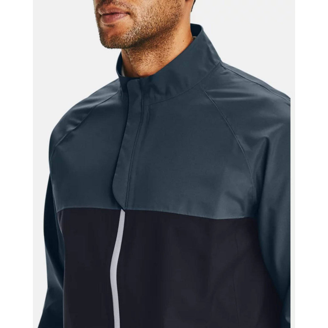 Under Armour Mens Spring Rain Jacket - BLACK/MECHANIC BLUE/MECHANIC BLUE