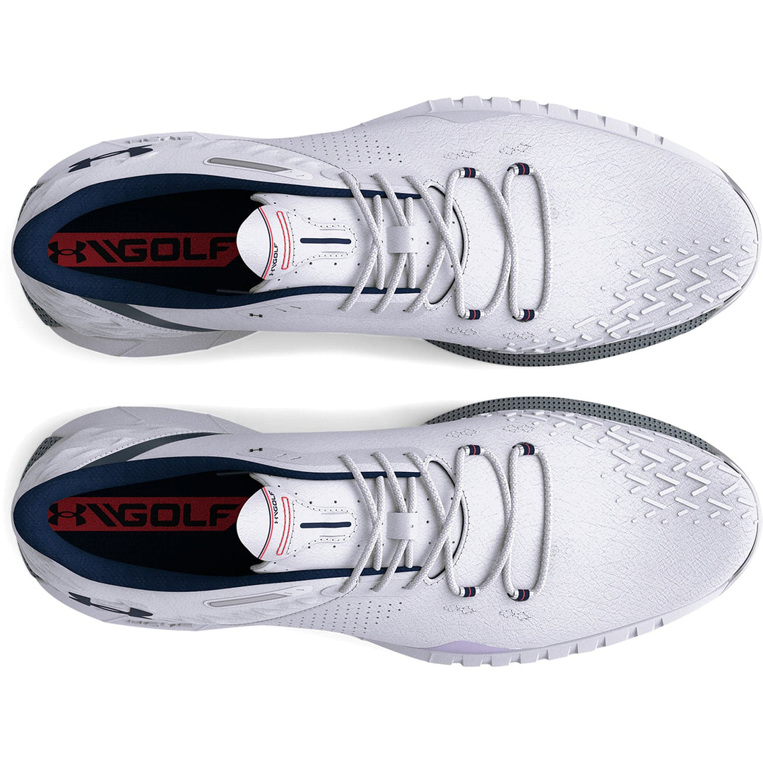 Under Armour Mens HOVR Drive 2 Golf Shoes - WHITE/METALLIC SILVER/ACADEMY