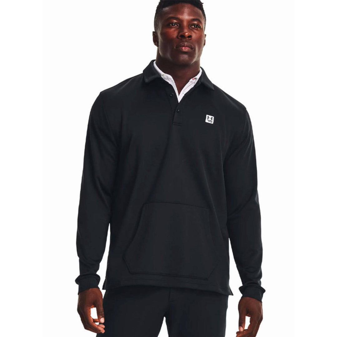 Under Armour Mens Decode The Game Long Sleeve Polo - BLACK