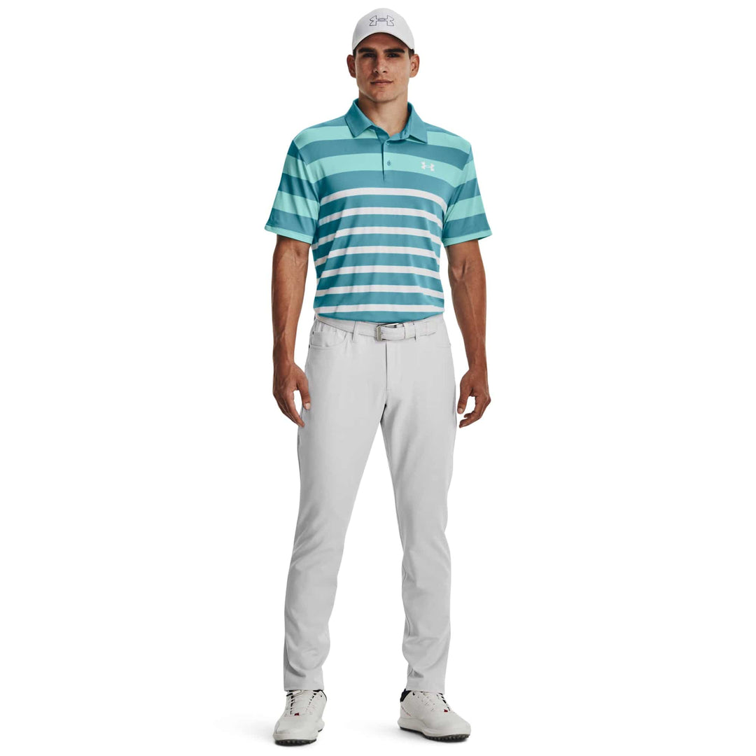 Under Armour Mens Playoff 3.0 Stripe Polo - GLACIER BLUE/BLUE FOAM/WHITE