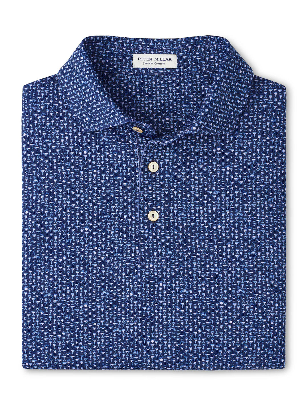 Peter Millar Men's Classic Fit Sidecar Performance Jersey Polo - NAVY