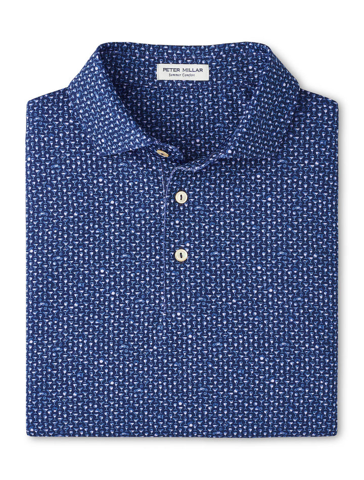 Peter Millar Men's Classic Fit Sidecar Performance Jersey Polo - NAVY