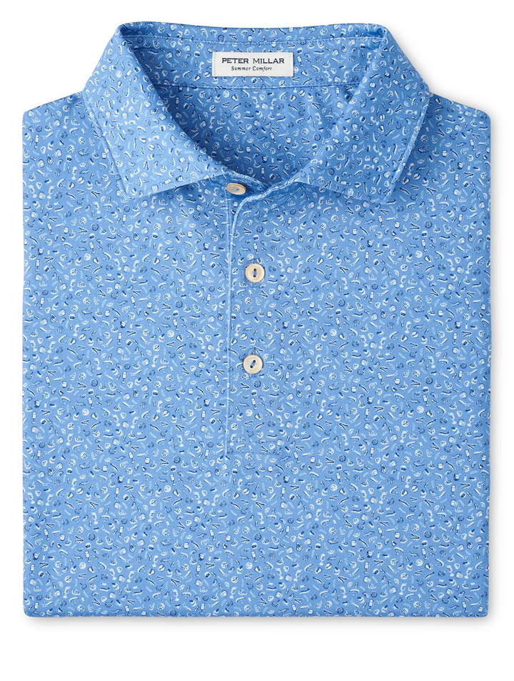 Peter Millar Men's Classic Fit Champagne & Caviar Performance Jersey Polo - EVENING TIDE