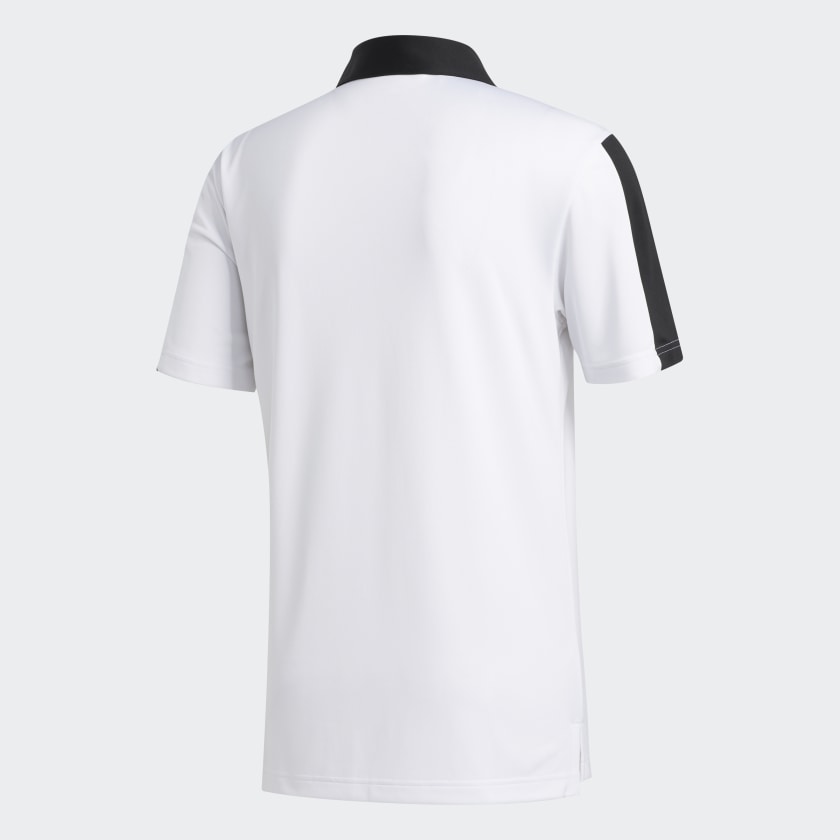 adidas Mens Bold Branded Polo Shirt - WHITE/BLACK - Golf Anything Canada