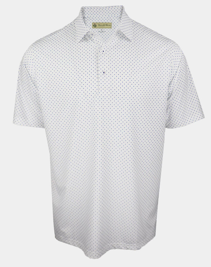 Donald Ross Mens Star Print Jersey Polo - WHITE/ROYAL - Golf Anything Canada