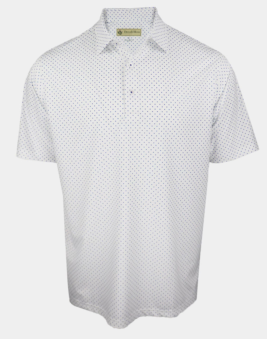 Donald Ross Mens Star Print Jersey Polo - WHITE/ROYAL - Golf Anything Canada