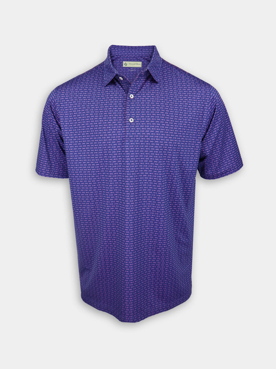 Donald Ross Mens Bonefish Print Jersey Polo - NAVY/AZALEA - Golf Anything Canada