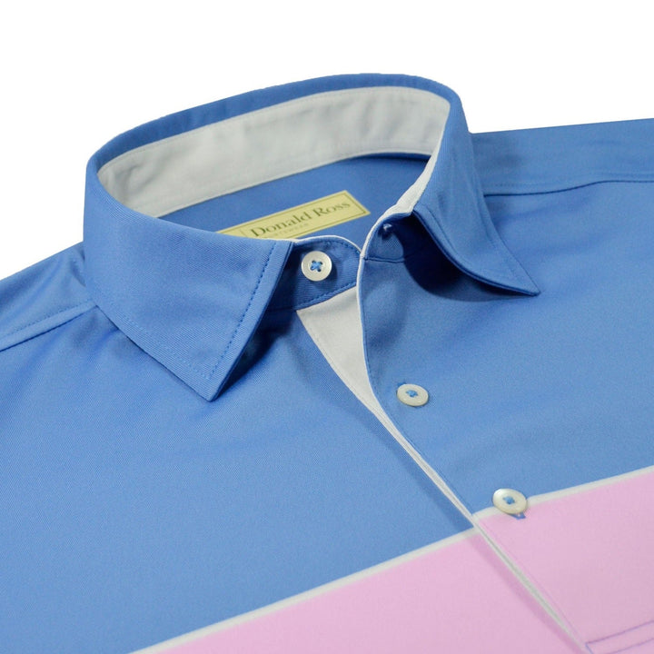 Donald Ross Mens Jersey Color Block Polo - DOLPHIN/HIBISCUS/OYSTER - Golf Anything Canada