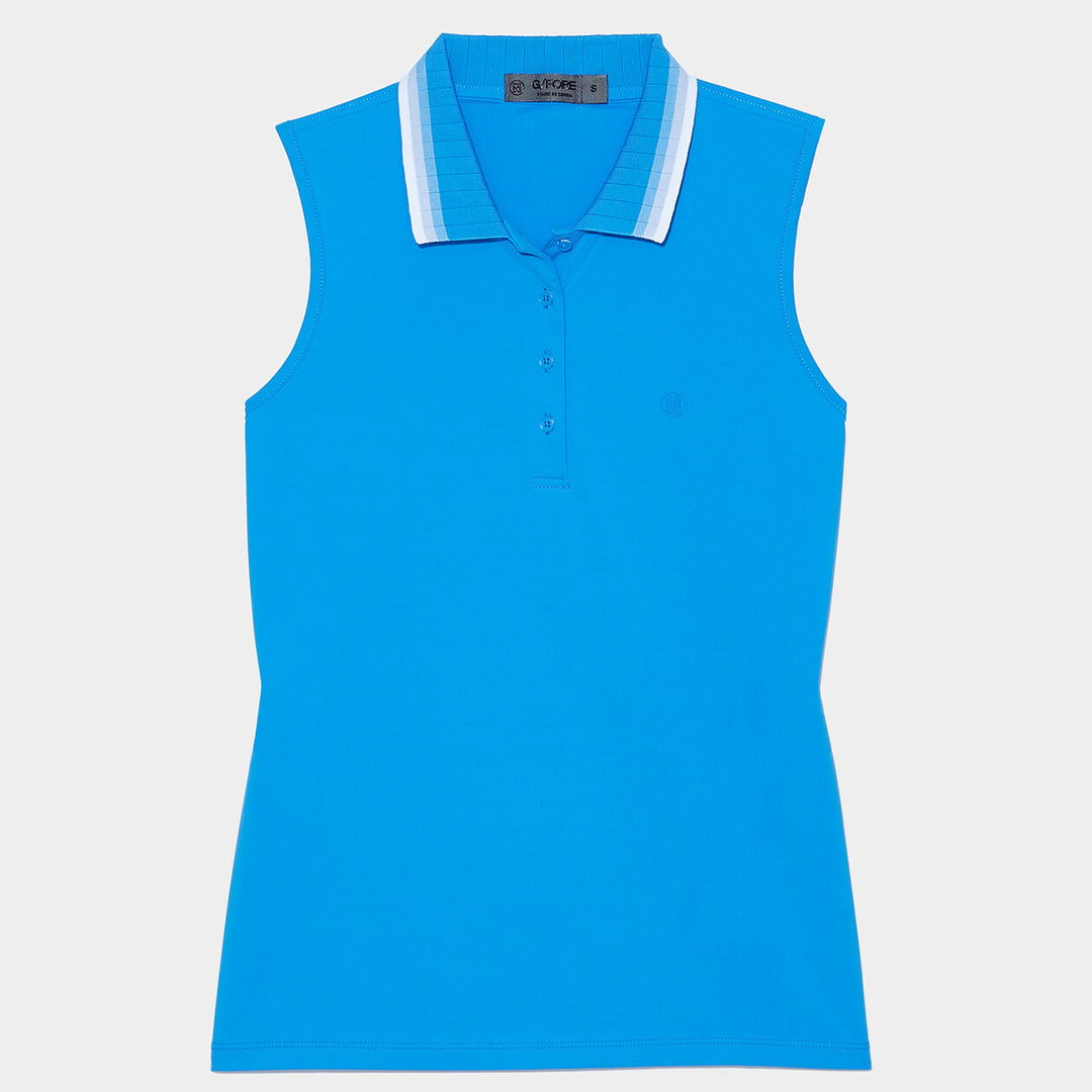 G/Fore Womens Pleated Collar Tech Nylon Sleeveless Polo - CERULEAN - Golf Anything Canada