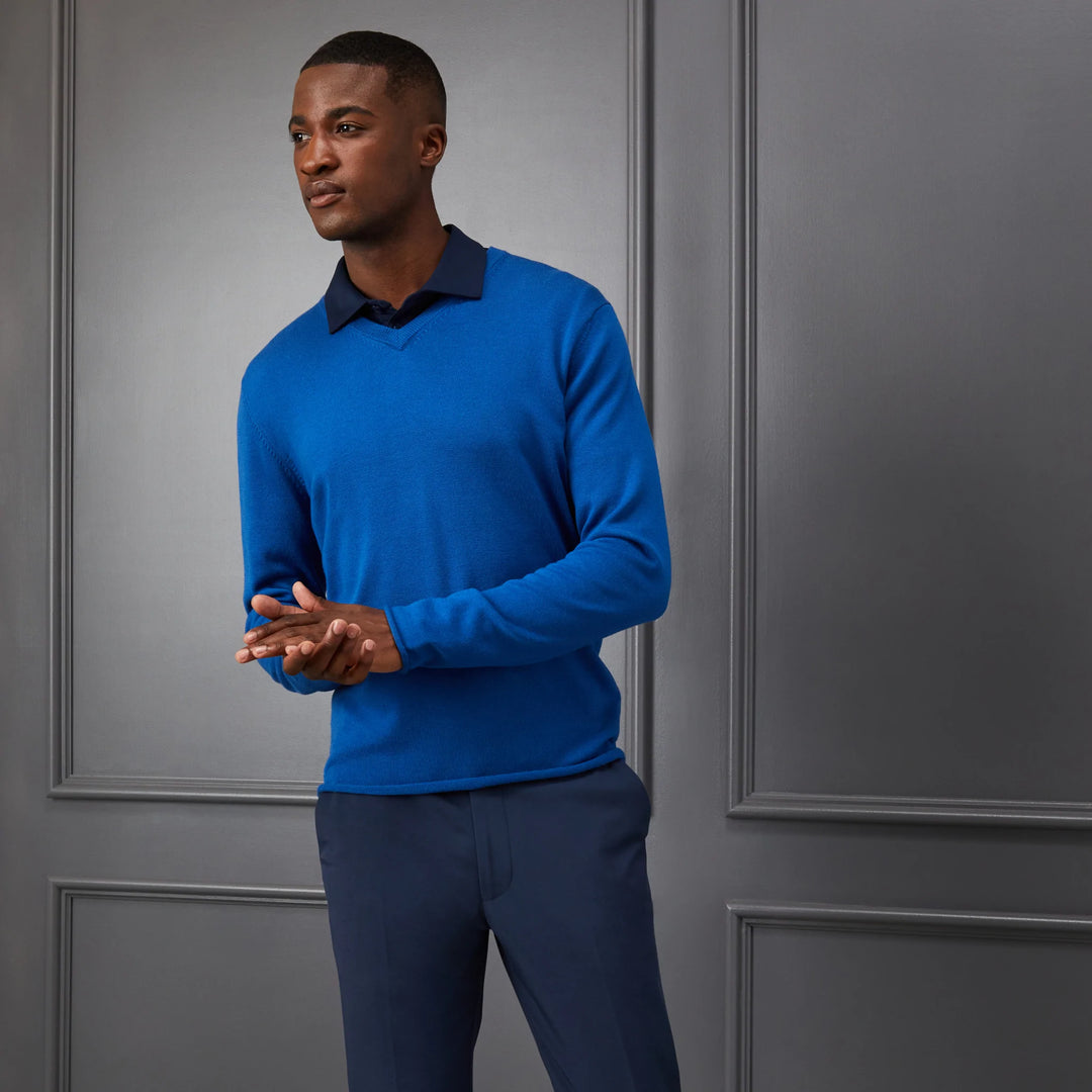G/Fore Mens Logo V-Neck Merino Wool Sweater - ULTRAMARINE - Golf Anything Canada