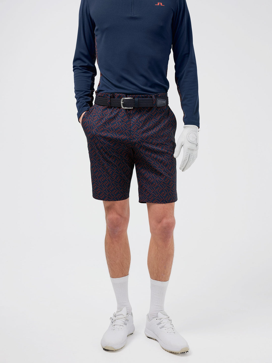 J.Lindeberg Mens Tim Golf Shorts - KETCHUP BRIDGE MONOGRAM - Golf Anything Canada