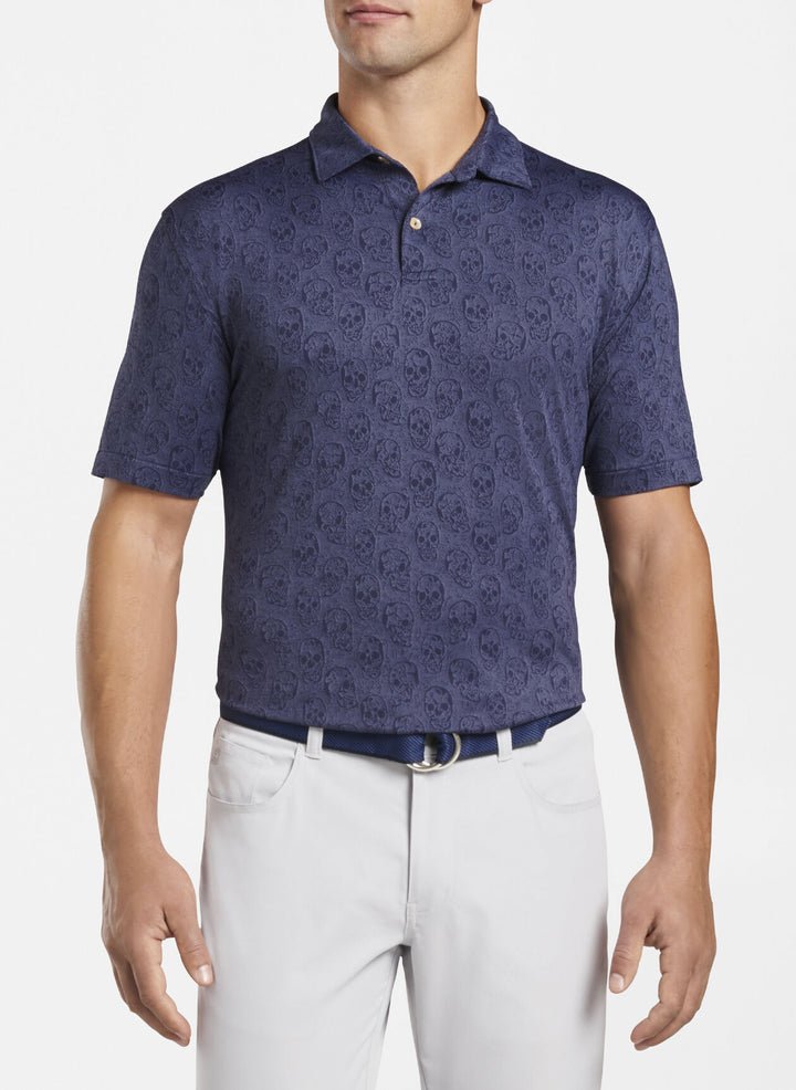 Peter Millar Mens Carl Skull Performance Jacquard Polo - NAVY - Golf Anything Canada
