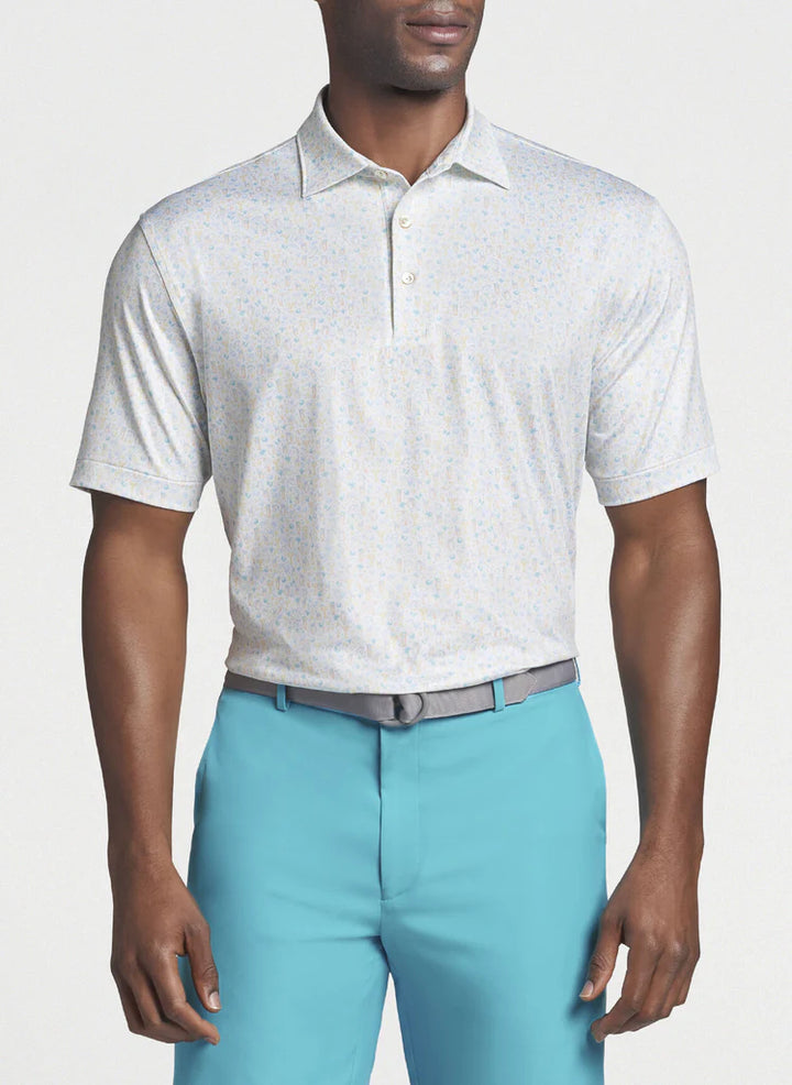 Peter Millar Mens Half and Half Performance Polo - WHITE - Golf Anything Canada