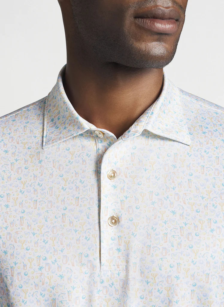 Peter Millar Mens Half and Half Performance Polo - WHITE - Golf Anything Canada