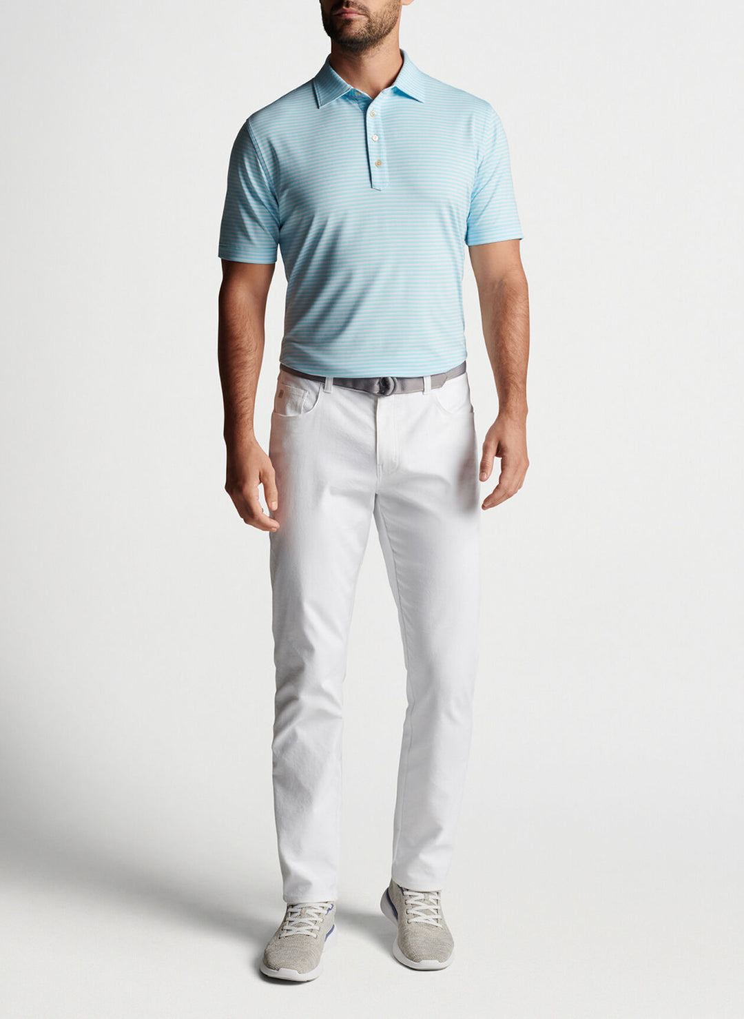 Peter Millar Mens Bishop Performance Jersey Polo - SHAVED ICE - Golf Anything Canada