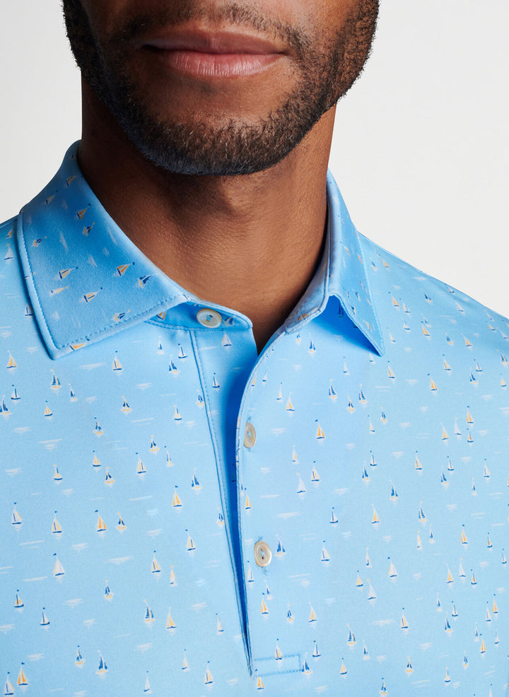 Peter Millar Mens Sailing Away Performance Polo - SEAPORT BLUE - Golf Anything Canada