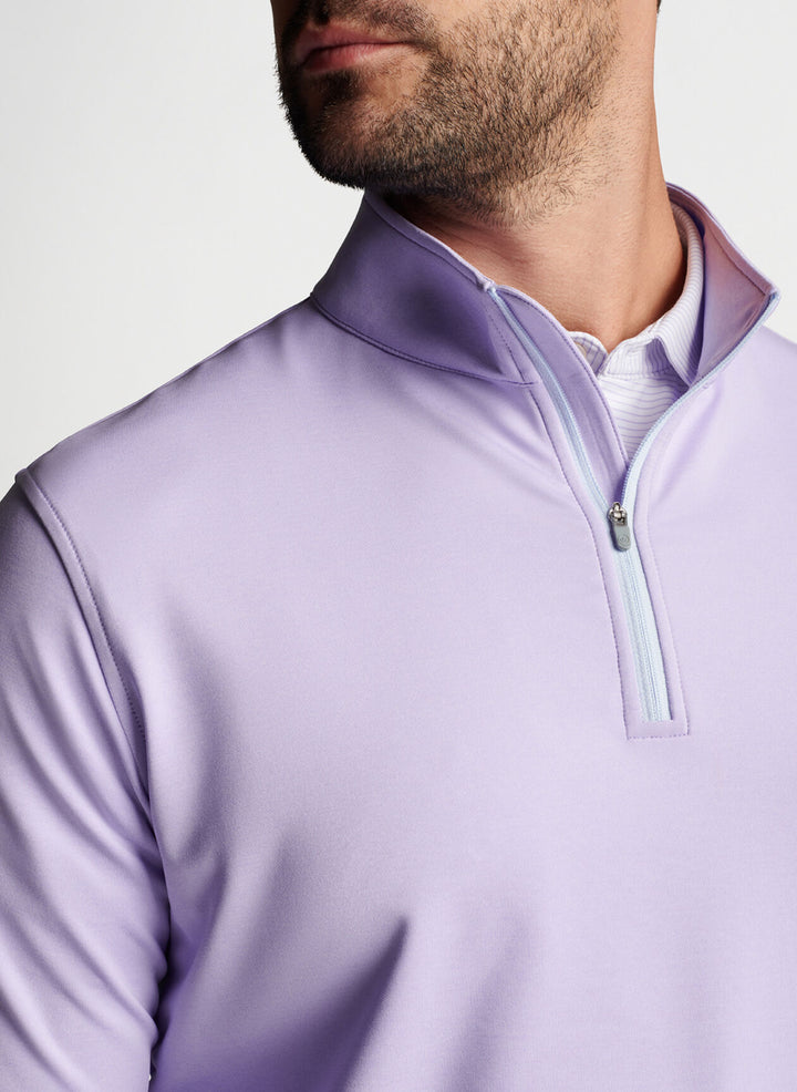 Peter Millar Mens Perth Mélange Performance Quarter Zip - MOONFLOWER - Golf Anything Canada