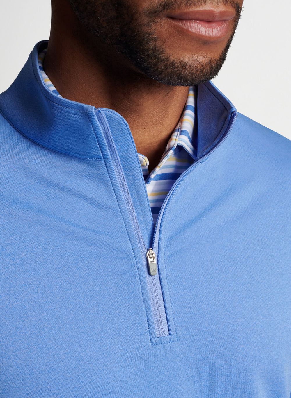 Peter Millar Mens Perth Mélange Performance Quarter Zip - MARITIME - Golf Anything Canada