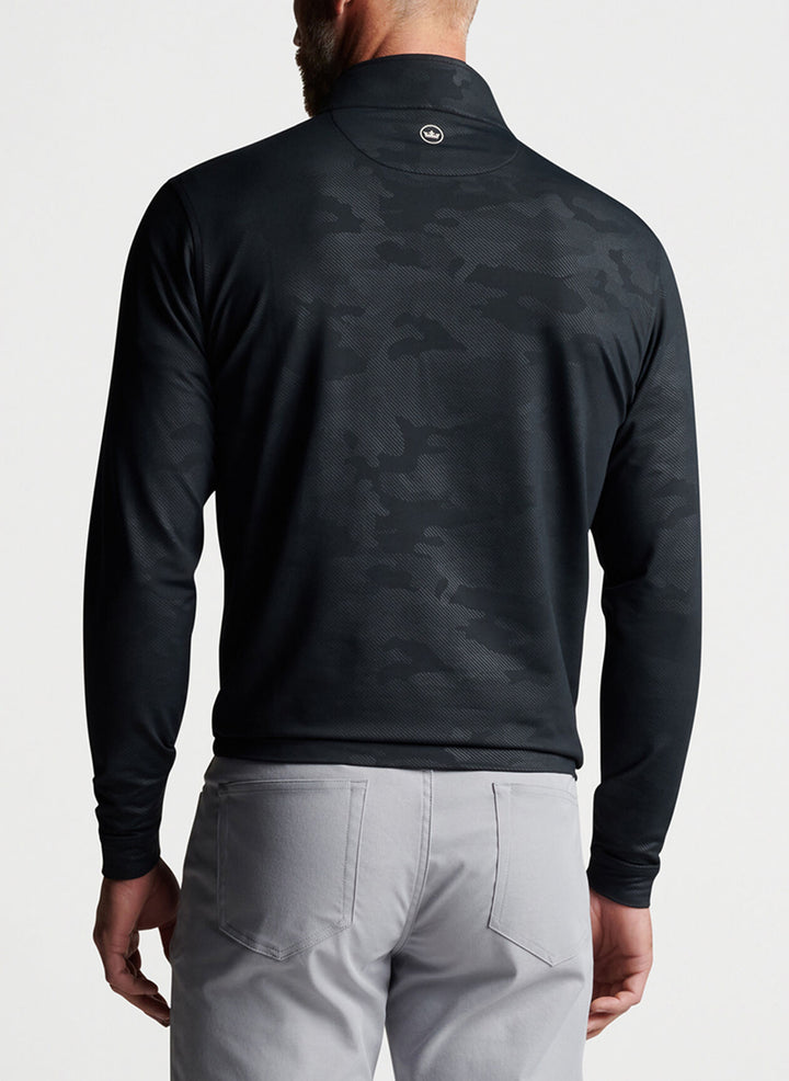Peter Millar Mens Perth Camo Performance Quarter Zip - BLACK - Golf Anything Canada