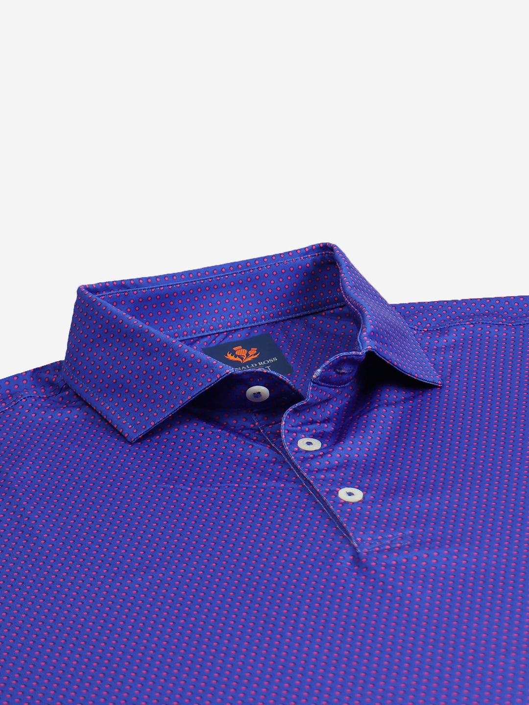 Donald Ross Mens Austin Polka Dot Sport Fit Polo - COBALT/PRIMROSE - Golf Anything Canada