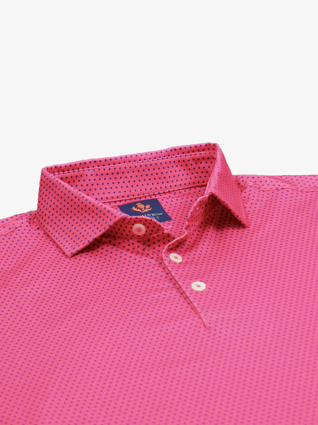 Donald Ross Mens Austin Polka Dot Sport Fit Polo - PRIMROSE/COBALT - Golf Anything Canada