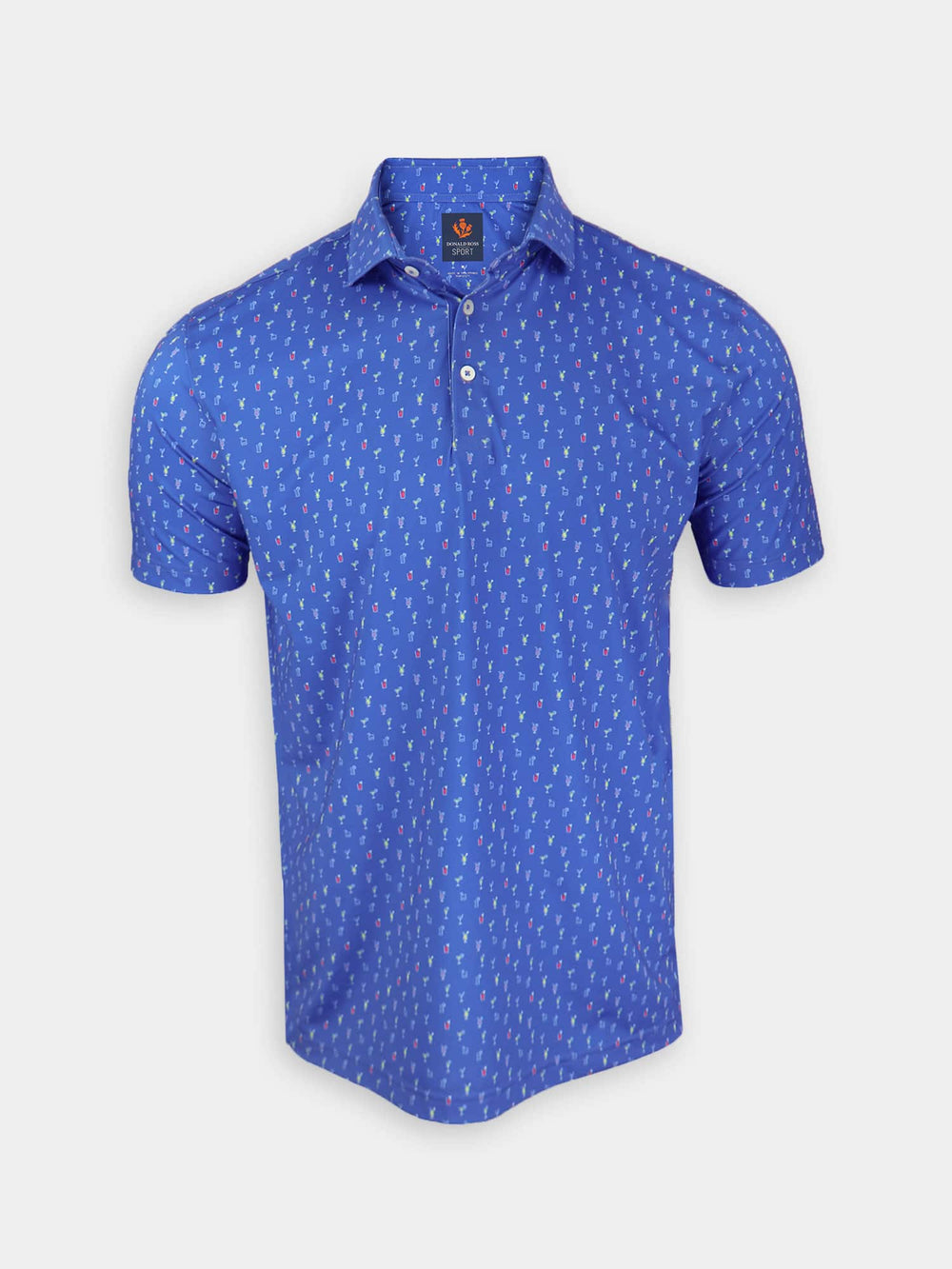 Donald Ross Mens Tito Cocktail Print Sport Fit Polo - COBALT MULTI - Golf Anything Canada