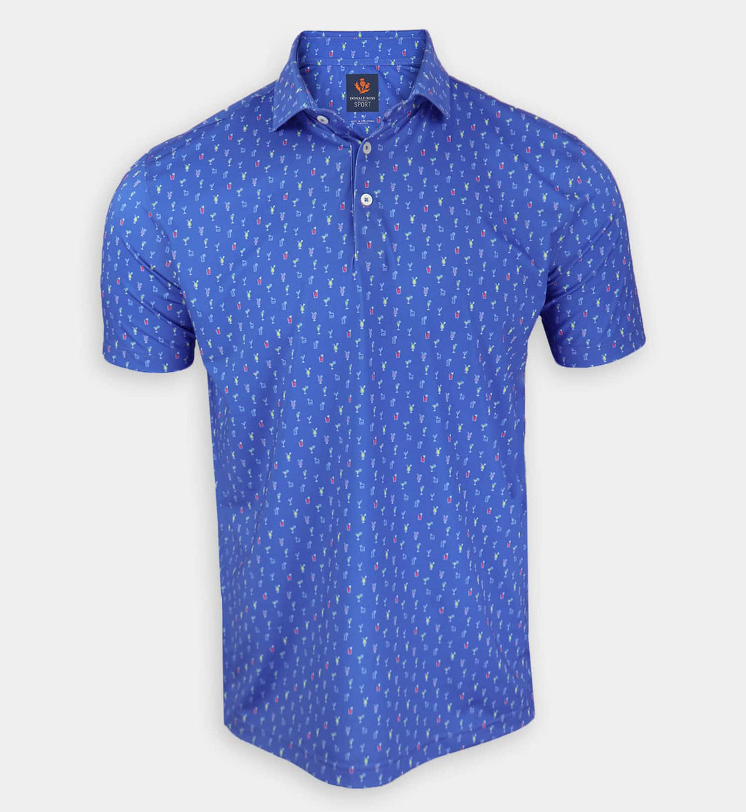 Donald Ross Mens Tito Cocktail Print Sport Fit Polo - COBALT MULTI - Golf Anything Canada