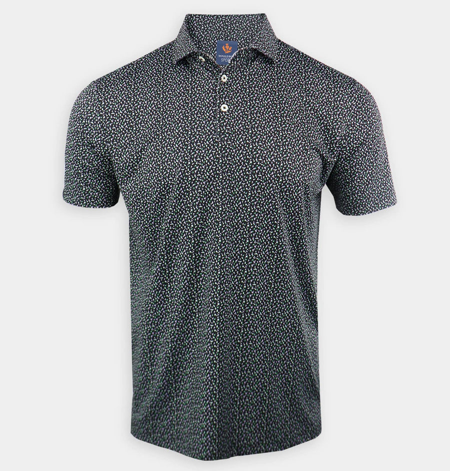 Donald Ross Mens Waylon Hot Air Balloons Print Sport Fit Polo - BLACK MULTI - Golf Anything Canada