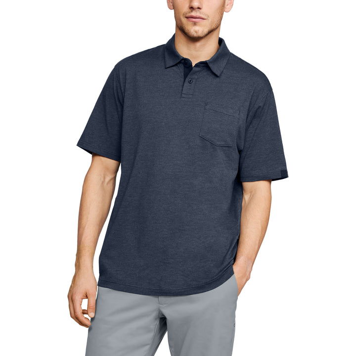 Under Armour Mens Charged Cotton Scramble Polo - ACADEMY NAVY - Golf Anything Canada